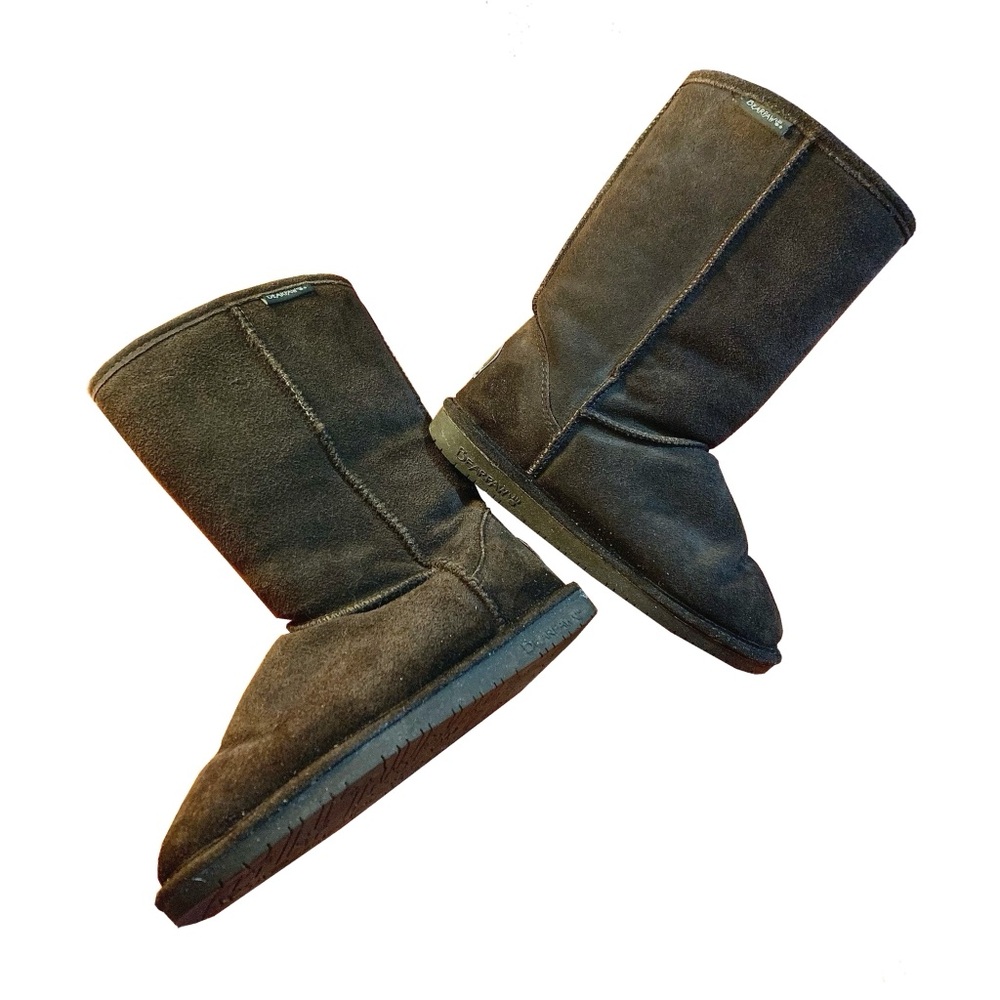 BEARPAW Emma Tall Chocolate Sheepskin and Wool-Lined Suede Boot Women's Size 8